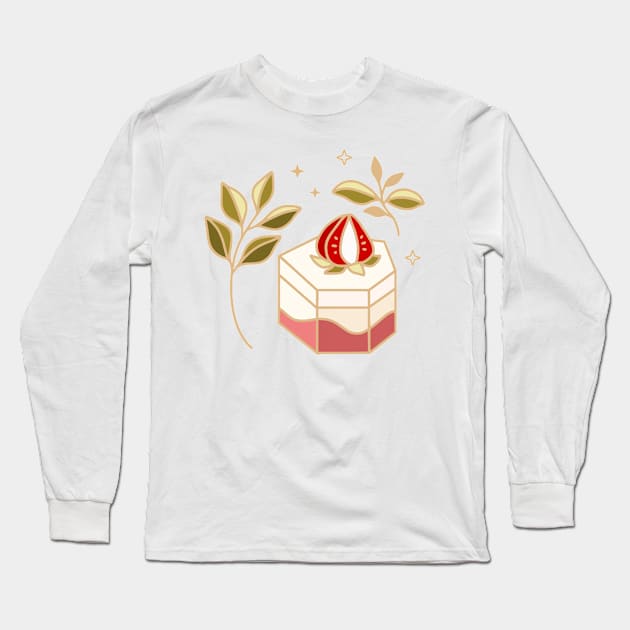 Strawberry Cake and Leaf Branch Long Sleeve T-Shirt by thecolorblooms